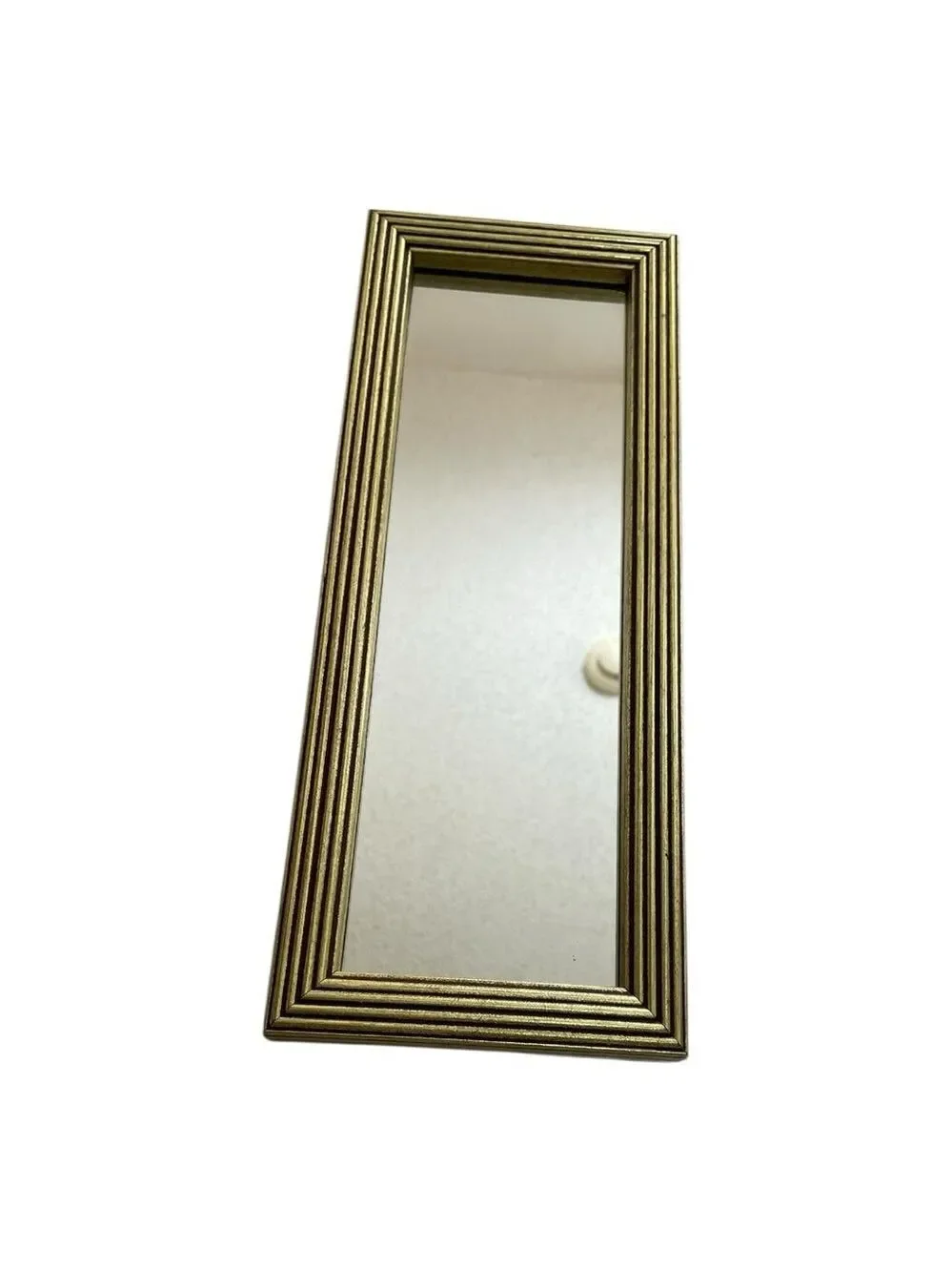 Tiered Stack Ribbed Gilded Gold Framed Wall Mirror-5” x 13”- Horizontal Vertical
